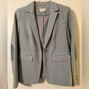 Loft Pale Blue/Gray Tweed Blazer With Elbow Patches…Like New! Size 4